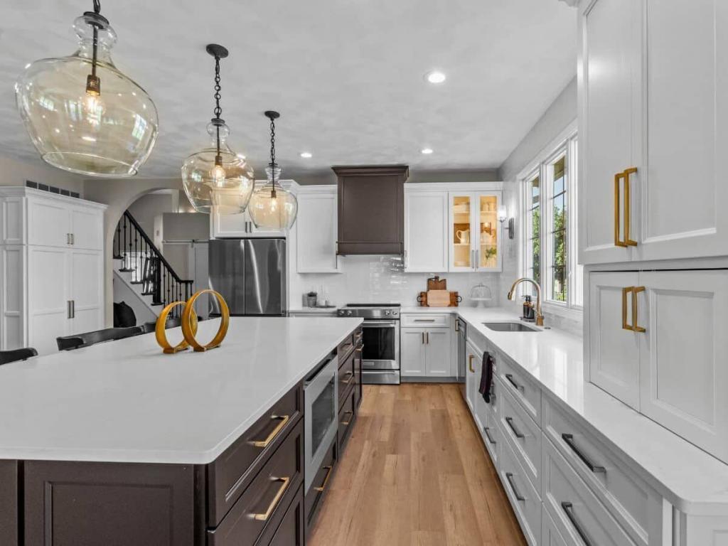 luxury kitchen with modern lightening